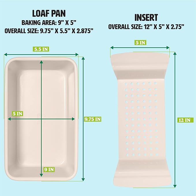 Tasty Smart Solutions Bakeware 9-Inch x 5-Inch Loaf Pan with Easy Lift Insert Durable Steel for Even Baking Premium Nonstick Coating Perforated Insert for Easy Lifting Dishwasher Safe Aqua