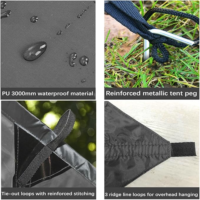 KALINCO Tent Tarp Picnic Mat Camping Tarp Tent Hammock Tarp pu Waterproof Camping tarp Tent Rain Fly Picnic Mat Survival Shelter Sunshade