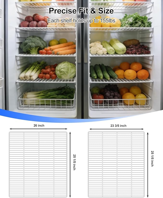 Commercial Freezer and Refrigerator Replacement Shelves Compatible with 3-Door Refrigerators Durable Wire Shelves with Epoxy-Coated Gray Steel 3 Pack