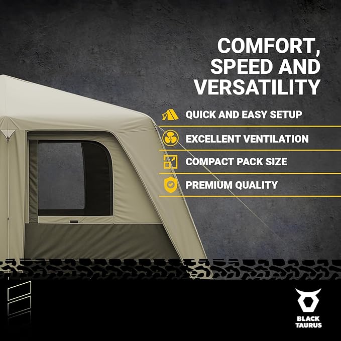 Turbo Heavy-Duty Camping Tent – Quick-Setup 4-Season Family Tent with Waterproof 150D Shell &amp Instant Frame – Choose Capacity (HD 300/HD 450) &amp Color