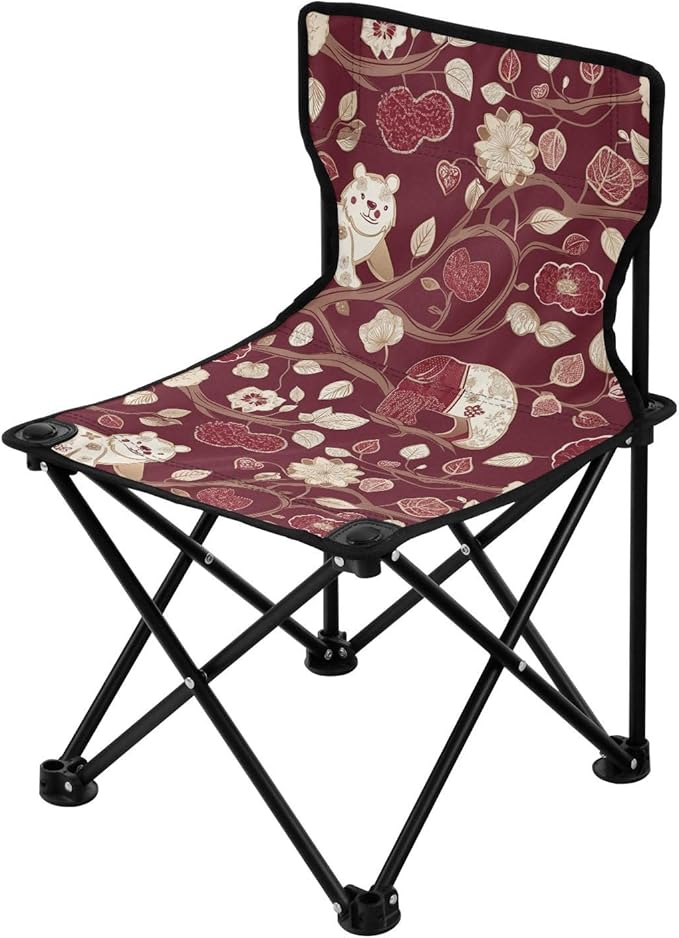 Cartoon Cute White Bear Folding Camp Chairs for Adults Lightweight Hunting Backpack Chair Includes Carry Bag