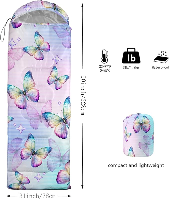 Ocean Themed Sea Turtle Sleeping Bag for Kids Boys GirlsLightweight Warm Cold Weather BackpackingWaterproof Compact Sleeping Bag with Compression Sack for Hiking Camping Outdoor.