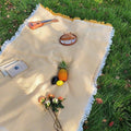 70x 70 Picnic Blanket Extra LargeLayer Outdoor Blanket for 5 to 7 AdultsCamping Grass Lawn Park Accessories Cute Couple Gifts Ideas Wedding Registry for Camping Park Beach (Yellow)