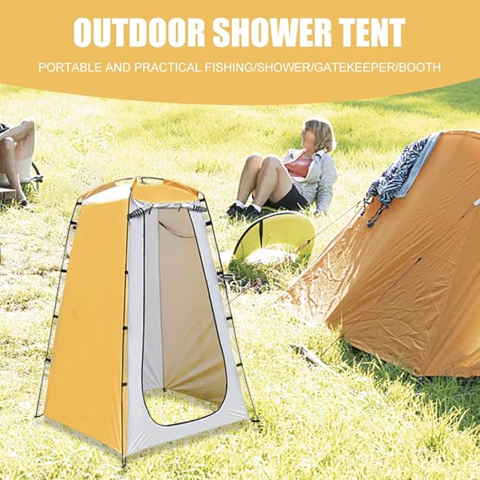 Sunshade Bathing Tents Folding Beach Privacy Shelter Tent Waterproof Protection Tear-Resistant for Camp Fishing (Yellow Gray)