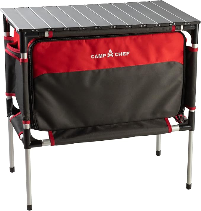 Camp Chef Sherpa Camp Table &amp Organizer Table top 27 x 17 Table Height 28 Brick