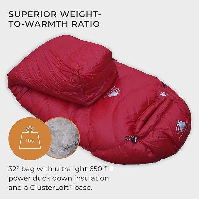 Hyke &amp Byke Shavano 32 F Hiking &amp Backpacking Sleeping Bag - 3 Season 650FP Duck Down Sleeping Bag - Ultralight - Black - 78in - Regular