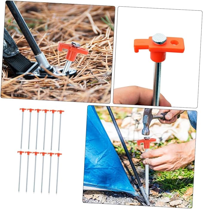 BESTonZON 12Pcs Heavy Duty Camping Tent Stakes Ground Pegs for Secure Tents Canopies Awnings for Outdoor Activities Beach Use