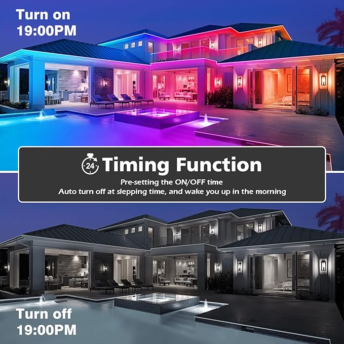 FBZ 100Ft Outdoor Waterproof LED Strip LightsMusic Sync RGB IP65 Led Lights with App Control and RemoteColor Changing Waterproof Led Rope Lights for OutdoorBalconyRoofGardenStairs Party