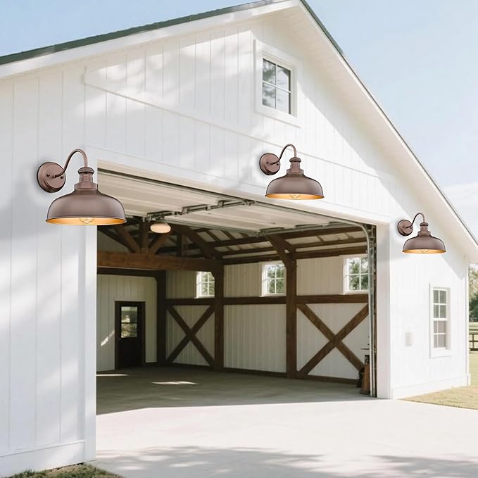 Outdoor Farmhouse Barn Light Outside Wall Sconce Weather Resistant Anti-Rust Farmhouse Exterior Wall Light Outdoor Lantern Lamp for Porch Garage Patio Entryway(Oil-Rubbed Bronze 4 Pack)