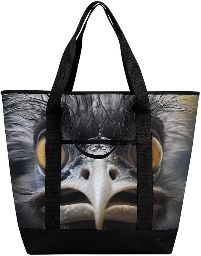 Insulated Shopping BagLarge Reusable Cooler Bags Emu Printed Foldable Shopping BagTravel Waterproof Shoulder Bag