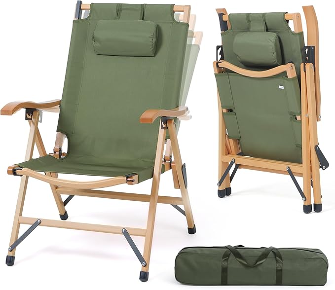 Reclining Camping Chairs with 3-Level Adjustments Folding Beach Chairs for Heavy Duty Use Includes Carry Bag for Outdoor Convenience