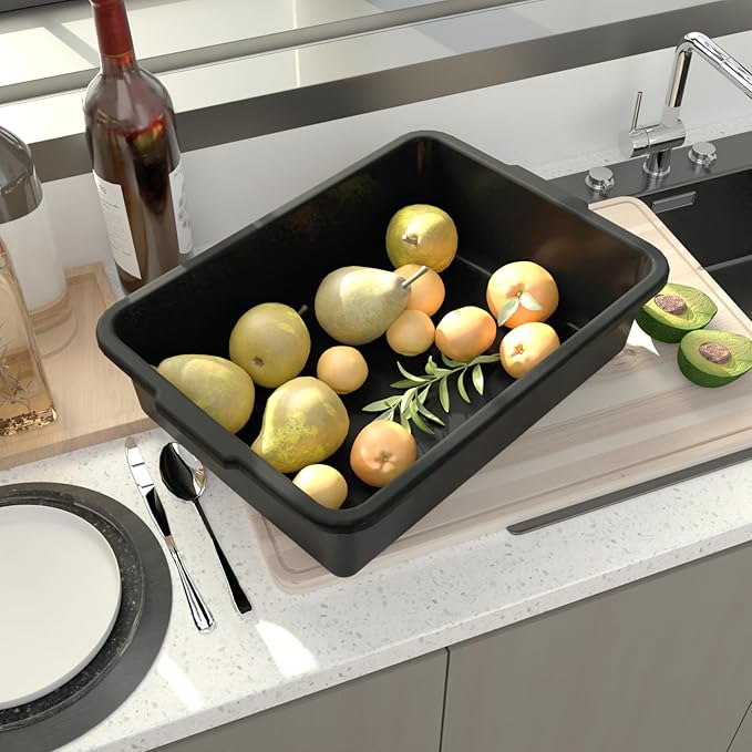 12 Packs Commercial Bus Tubs 13 L Plastic Restaurant Dish Washing Tub Service Bus Box Black