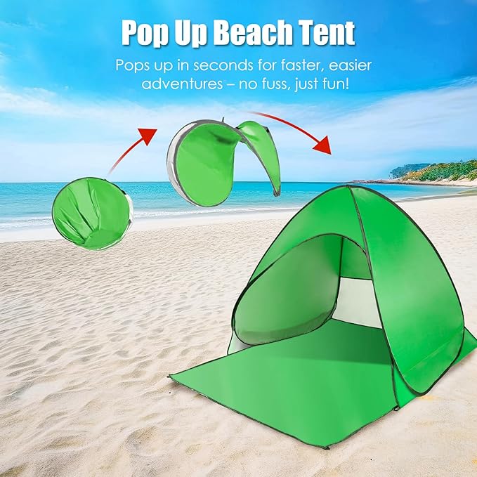 Pop Up Beach Tent Sun Shelter for 2-3 Person Sun Shelter with UPF 50+ &amp Lightweight Portable Beach Tent Easy Pop Up for Outdoor Camping Fishing
