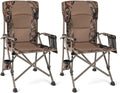 Goplus Folding Camping Chair 400 LBS Support Lawn Chair w/Armrests with Covers Cup Holder &amp Storage Pocket Adjustable Feet Portable Camp Chair with Carrying Bag for Fishing Hunting Picnic (2)