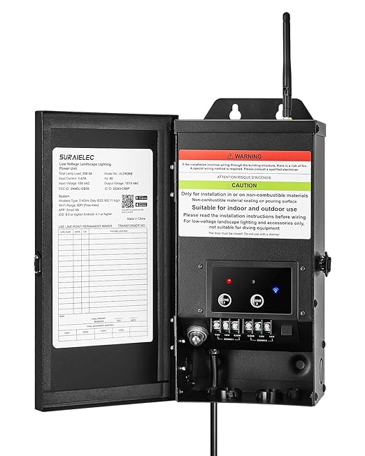 SURAIELEC Smart Wi-Fi Low Voltage Transformer 200W Indoor Outdoor Landscape Lighting Transformer with 2 Zones 120V AC to 12V 15V AC Multi Tap Power Supply Works with Alexa &amp Google Assistant