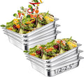 6 Pack 1/2 Size Steam Table Pan Set2.5 Deep Hotel Pans Half Size Anti Jam Stainless Steel Food Pan for RestaurantsCateringHotel BuffetHomeParty