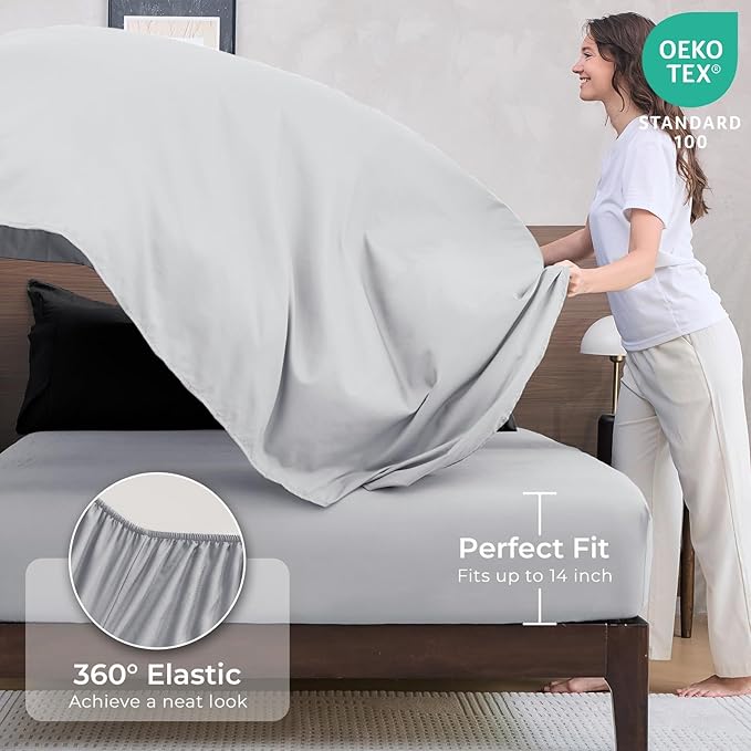 HEVUMYI Oversized Queen Comforter Set - 7-Piece All Season Bed in a Bag Oversized Queen Ultra Soft Bedding Set with Comforter Flat Sheet Fitted Sheet Pillowcases Pillow Shams Black &amp Light G