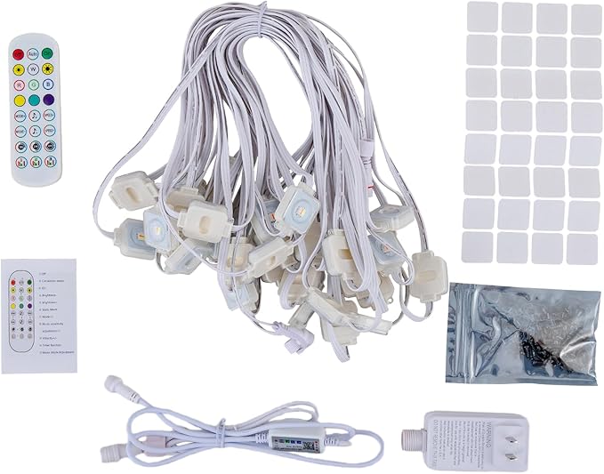 Permanent Outdoor Lights for House 50ft Waterproof RGB Eave Light IP67 String Lights with 30 LED App Remote RGB Under Eave Lighting for Garden Party Holiday Christmas Deco