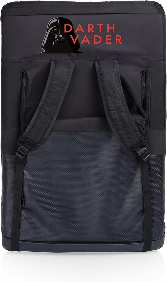 PICNIC TIME Star Wars Darth Vader Ventura Reclining Stadium Seat with Back Support Portable Bleacher Floor Beach Chair with Cushion Backpack Straps (Black)