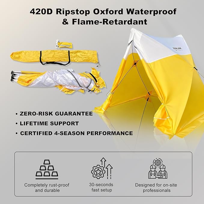 Instant Pop-Up Emergency Shelter 30-Second Setup All-Weather Work Tent for Disaster Relief First Aid Outdoor Survival &amp Worksites Waterproof &amp Windproof 6.6ft x 6ft x 6.2ft