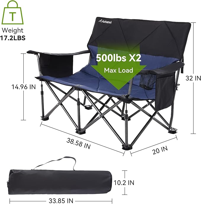 Oversize Camping Chairs (loveseat Blue 1PC)