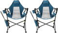 2-Pack Arrowhead Outdoor Folding Hammock Camp Chair with Detachable Footrest Stabilized Feet Padded Headrest and Seat Large Cup Holders 300 LBS Weight Capacity for Camping Beach Tailgating
