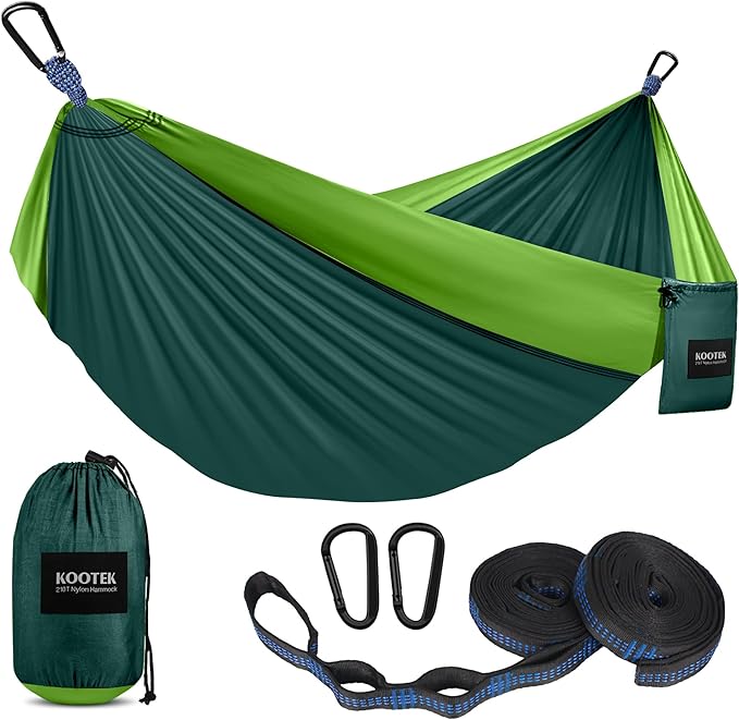 Kootek Camping Hammock Portable Hammocks with Tree Straps &amp Attached Carry Bag Camping Essentials Gear Perfect for Outside Indoor Hiking Beach Backpack Travel