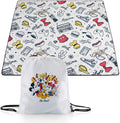 Picnic TIME Disney Mickey and Friends Impresa Picnic Blanket Lightweight Folding Beach Blanket with Carry Backpack Machine Washable Water Resistant Fleece Picnic Mat (Black and White)