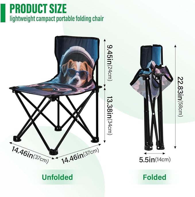 Animal Astronauts Compact Camping Chairs for Adults Ultralight Backpack Chair Includes Carry Bag Fishing Chair for Sports Lawn