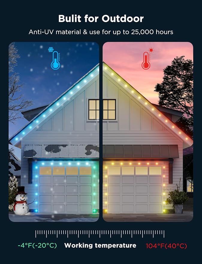 Govee Outdoor LED Strip Lights 45 RGBIC LED Lights 100FT String Lights with 65 Scene Modes Halloween Decoration Work with Alexa Google APP Control IP65 Waterproof