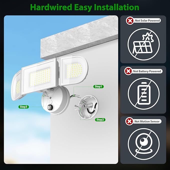 iMaihom 130W Dusk to Dawn Outdoor Lighting13000LM LED Flood Lights Outdoor 3 Adjustable Heads Security Lights with Photocell IP65 Waterproof 6500K Flood Light for Yard Garage Patio