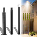 10FT Split Design Street Light Pole Heavy-Duty Steel Outdoor Lamp Post with Sleeve Connection &amp Rebar Cage - Adjustable Rust-Resistant for Driveway Parking Lot Garden Pathway