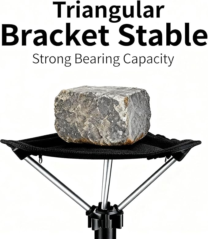 Adjustable Telescopic Folding Stool - Single Leg with Seat Portable Chair with Lightweight &amp Heavy-Duty Support Collapsible Cane for Outdoor Travel Hiking Adults (Single Leg)