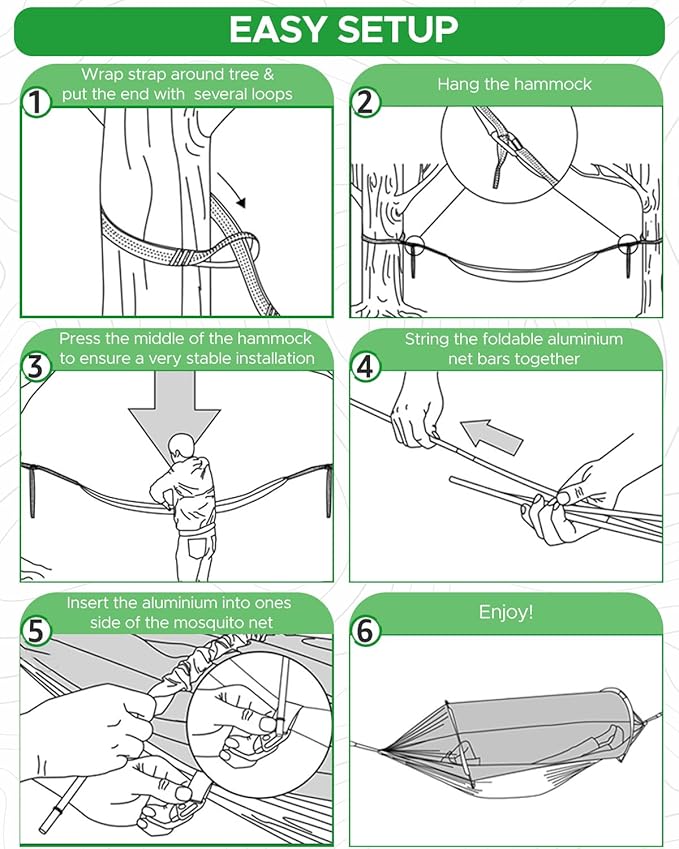 Sunyear Camping Hammock with Net - Double&ampSingle Hammock with House-Like Net- Easy Setup &amp Pack Lightweight &amp Portable Perfect for Hiking Backpacking Outdoor Sleeping