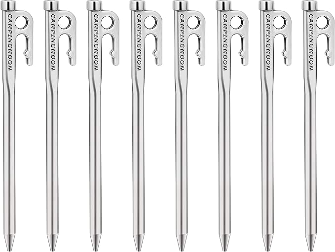 camping moon Martensitic Stainless Steel 420J2 Tent Stake R Series Power Peg Ideal for Hard Ground R-20-8P