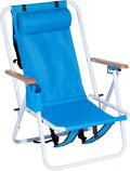 Bonnlo Backpack Carry Chair Set of 2 w/Cup Holder Portable Foldable 4-Position Reclining Heavy-Duty Camping Chair Supports 265 lbs (120 kg) for Beach Lawn Concert Fishing (Blue)