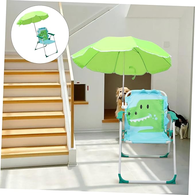 KICHOUSE Camping Chair for Boys and Girls Integrated Umbrella Frame Portable Folding Beach Chair for Outdoor Use