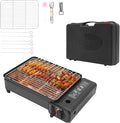 Portable Gas Grill Butane Stove Camping Stoves with Grilling Net &amp Carry Case Tabletop BBQ Grill Butane Camping Stove Outdoor Gas Stove for Camping Travel Trekking