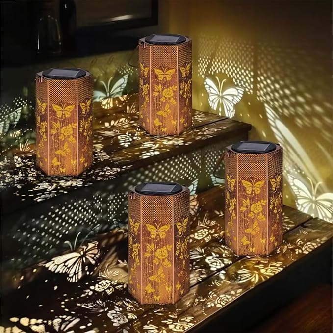 Mothers Day Gifts for Mom Grandma - Birthday Gifts for Women 4 Pack Butterfly Solar Lanterns Outdoor Waterproof - Butterflies Solar Lights Outdoor Garden Decor for Outside