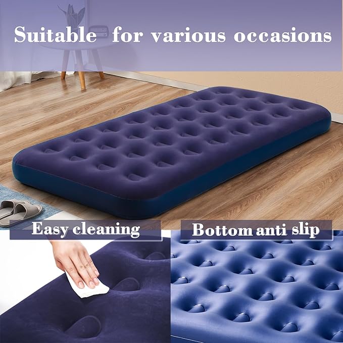 Twin Size Air Mattress Inflatable Bed Blow Up Mattress Camping Sleeping Pad