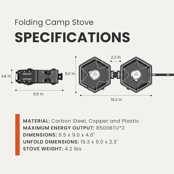 Propane 2 Burner Camping Stove with Carrying Bag Portable Folding Gas Stove for Camping Backpacking Camp Stove for Outdoor Cooking With 17000 BTU Adjustable Burners for BBQ Tailgating Black