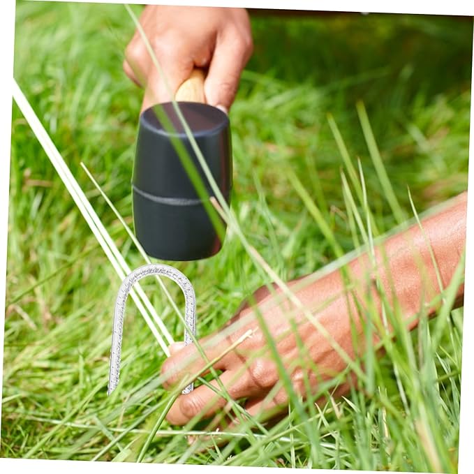 4Pcs Heavy Duty U Shaped Garden Stakes Lawn Fixing Nails for Tents Tarps and Durable Ground Anchors for Landscape and Outdoor Use