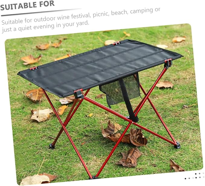 Portable Folding Camping Table and Compact Picnic Table Lightweight Aluminum Alloy Medium Red for Travel Beach Hiking and Car Camping