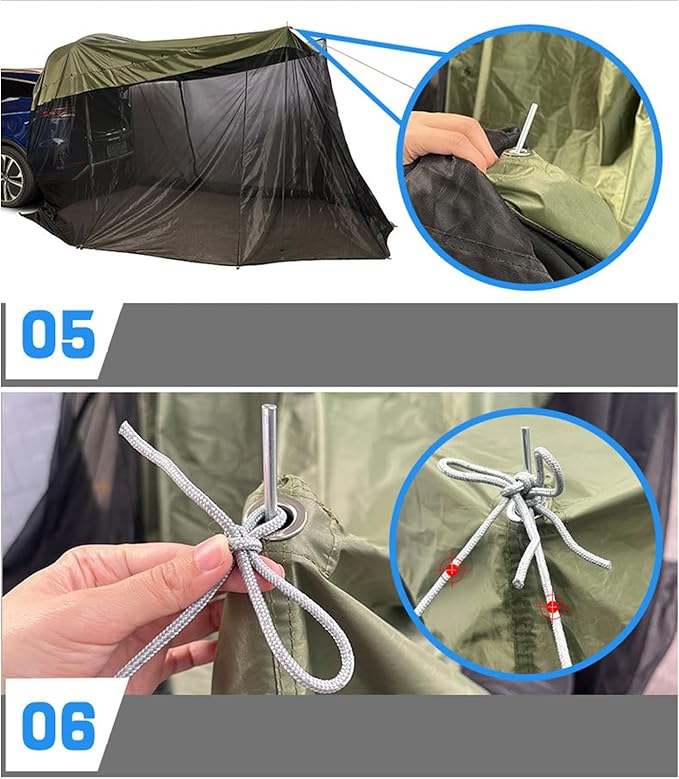 SUV Tent - Mesh/PU Waterproof Sun Protection Canopy126x78x76.7 Inch Windproof Portable SUV Tailgate Tent Vehicle Rear Hiking Traveling