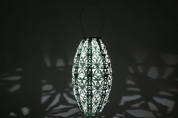 Allsop Soji Stella Wildflower Pod Solar Lantern 15 LED Outdoor Light Handmade with Weather-Resistant UV Treated Fabric Stainless Steel Hardware Auto Sensor on/Off for Patio Deck Garden