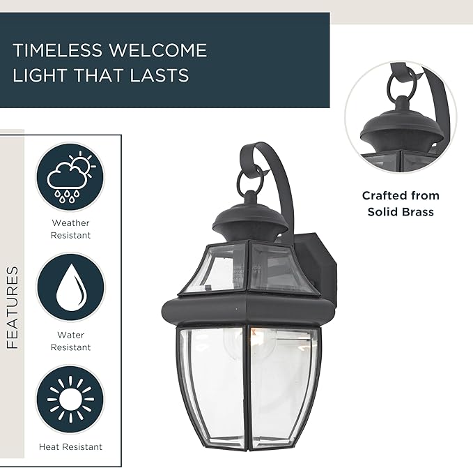 Quoizel Newbury 14 Outdoor Wall Lantern Mystic Black with Clear Beveled Glass French Country Style ETL Wet Location