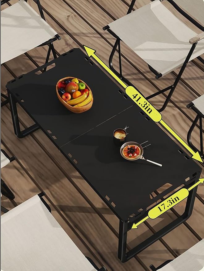 3.4 ft Folding Camping Table Portable Picnic Table Indoor &amp Outdoor Heavy-Duty Foldable Utility Table for Picnic Camping BBQ Party Backyard Beach(Black)