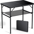 Anbte 3ft Camping Table Foldable with Storage Net 3 Heights Max 29.5 Aluminum Camping Table with Portable Handle Lightweight for Travel Outdoor Beach Picnic Patio Indoor 36 x 24 Pure Black
