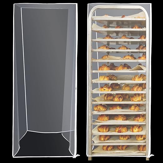 Riakrum 2 Pcs 2 Pcs Bun Pan Rack Cover Bakers Rack Cover 20 Tier Sheet for Home Kitchen Restaurant Bakery 28 L x 23 W x 61 H Clear