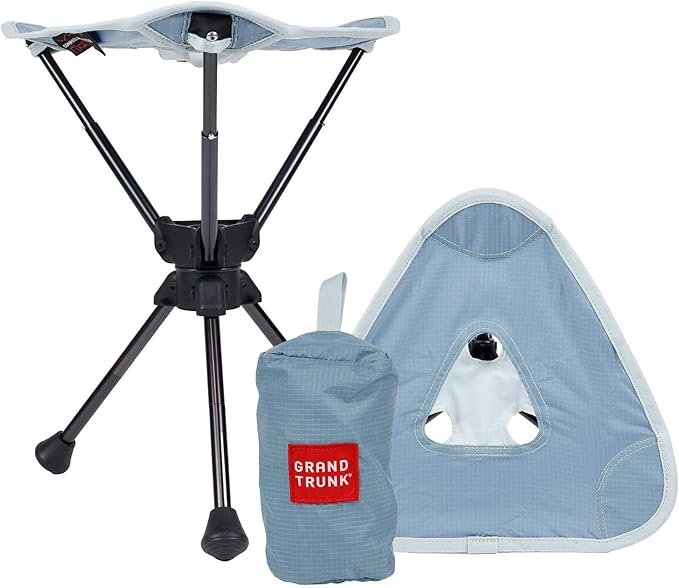 GRAND TRUNK Compass 360° UC Swivel Stool | Ultra-Compact Foldable Camping Seat | 260 lb Capacity | 7000 Series Aluminum Frame Portable for Hiking &amp Travel | Storm